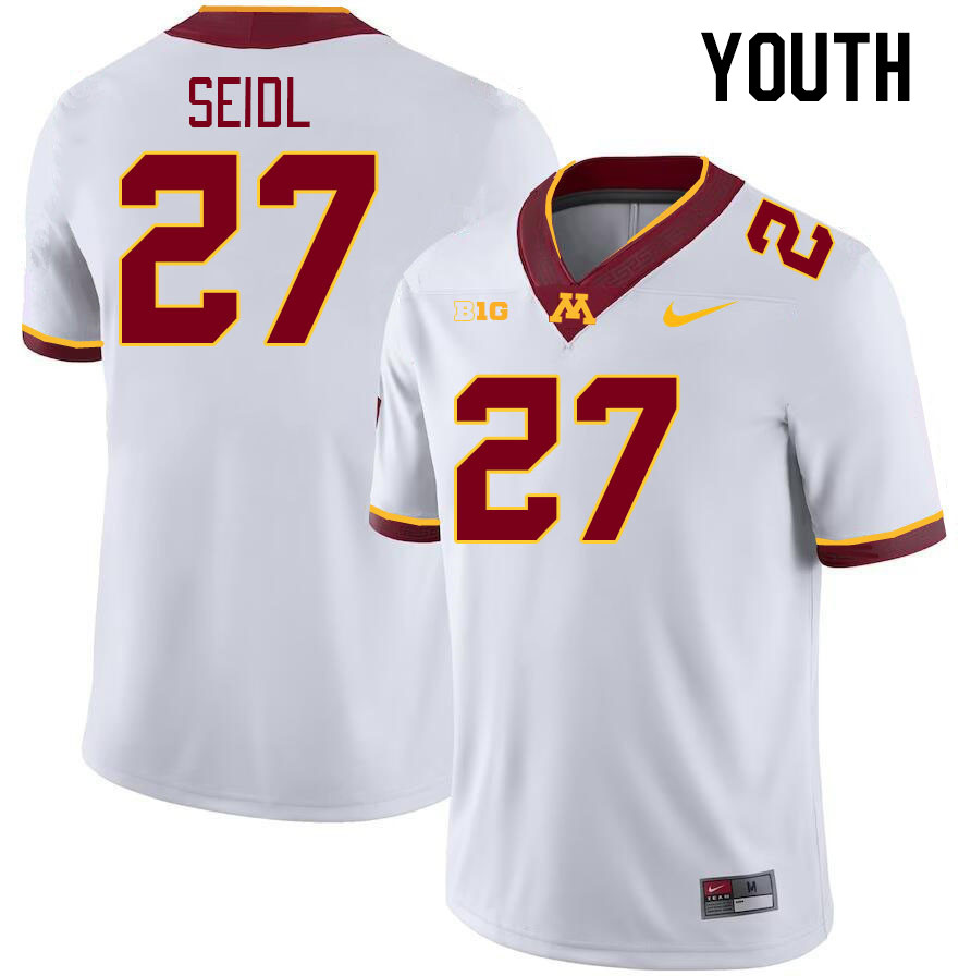 Youth #27 Simon Seidl Minnesota Golden Gophers College Football Jerseys Stitched-White